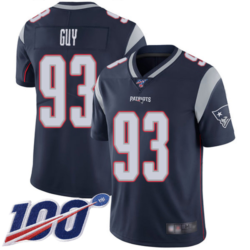 New England Patriots Football 93 100th Season Limited Navy Blue Men Lawrence Guy Home NFL Jersey